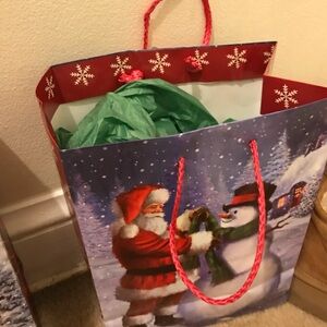 Festive Santa and Snowman Gift Bag